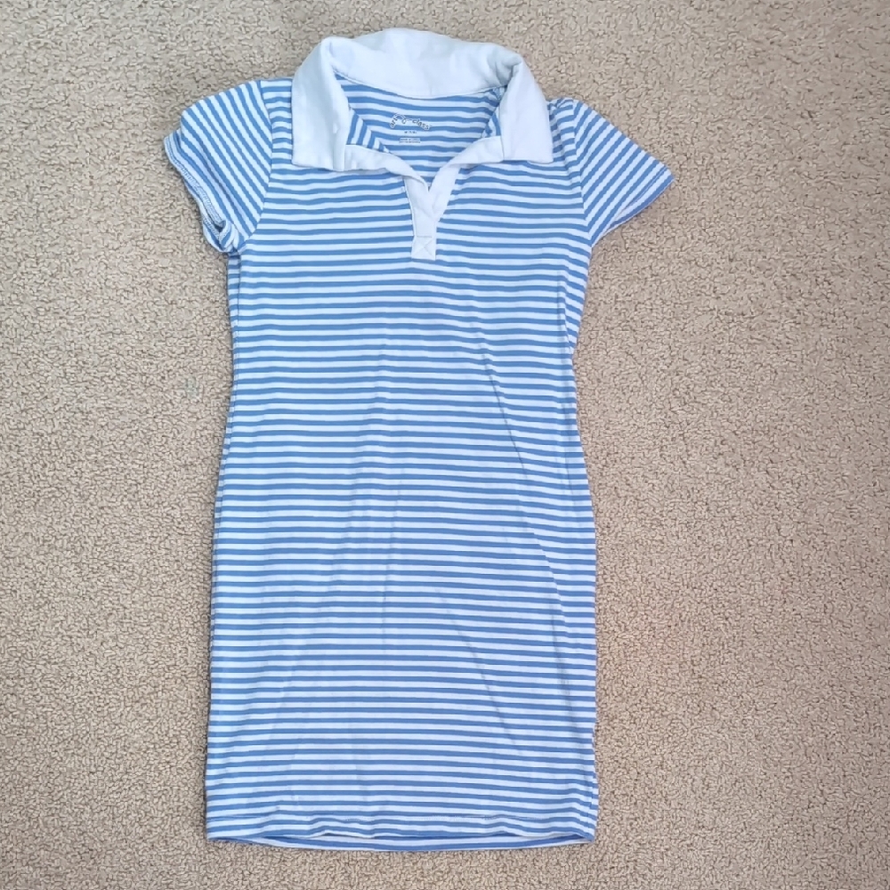 art class Blue and White Striped Polo Dress